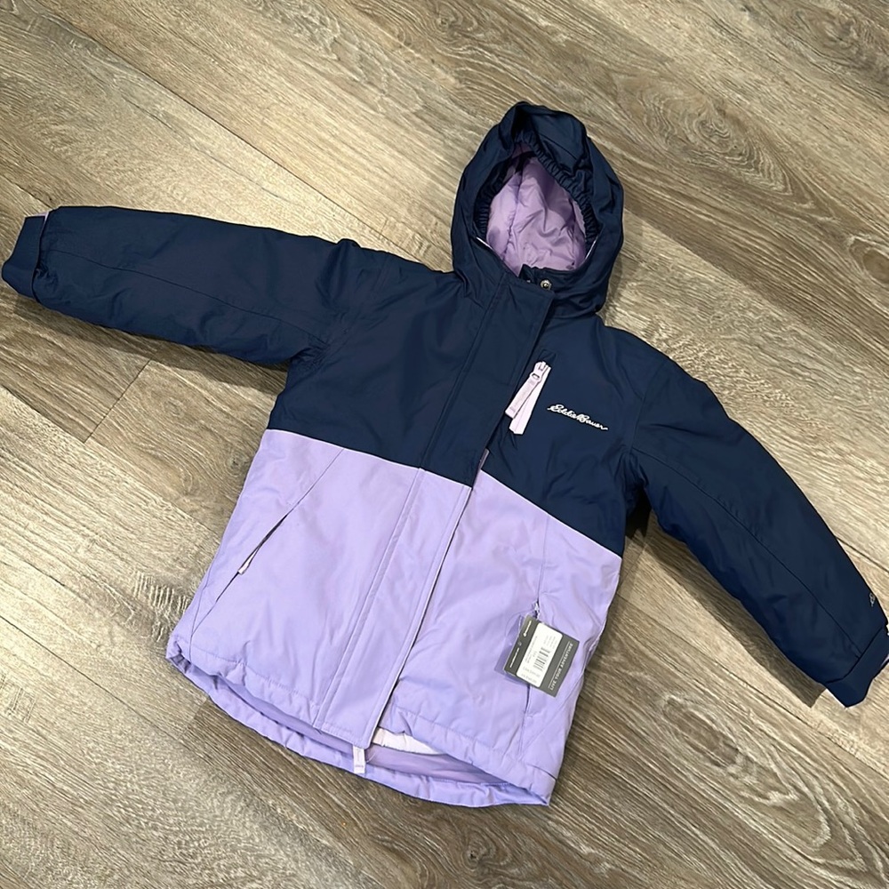 Eddie Bauer girls (2 piece) winter coat. NWT. Size 4T. Light purple and navy.